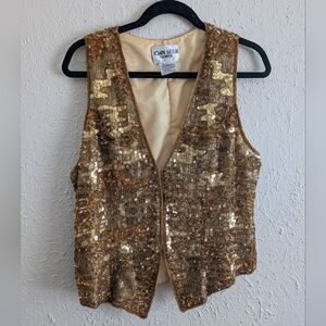 Vintage Jooan Leslie Evenings Gold Sequin Vest